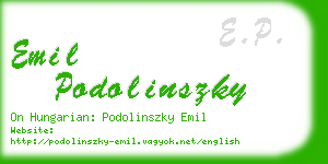 emil podolinszky business card